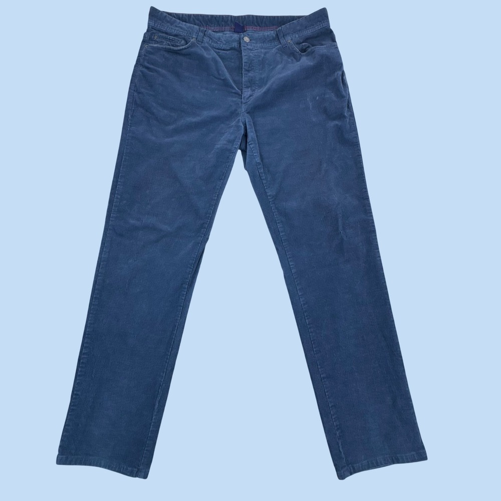 Johnnie-O Mens Blue Corduroy 5-Pocket Straight Leg Pants 36x31